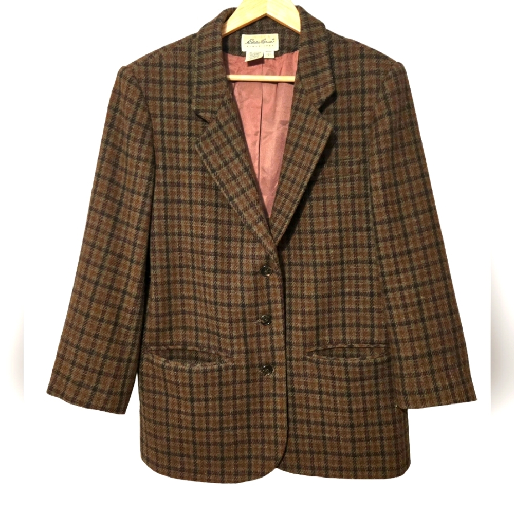 Classic Vintage Brown Plaid Women's Blazer
